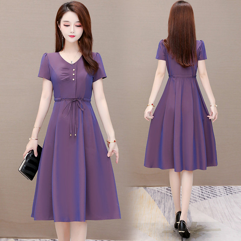 Temperament short sleeve dress this year popular 2022 summer new fix appear thin summer sweet snow spinning dress