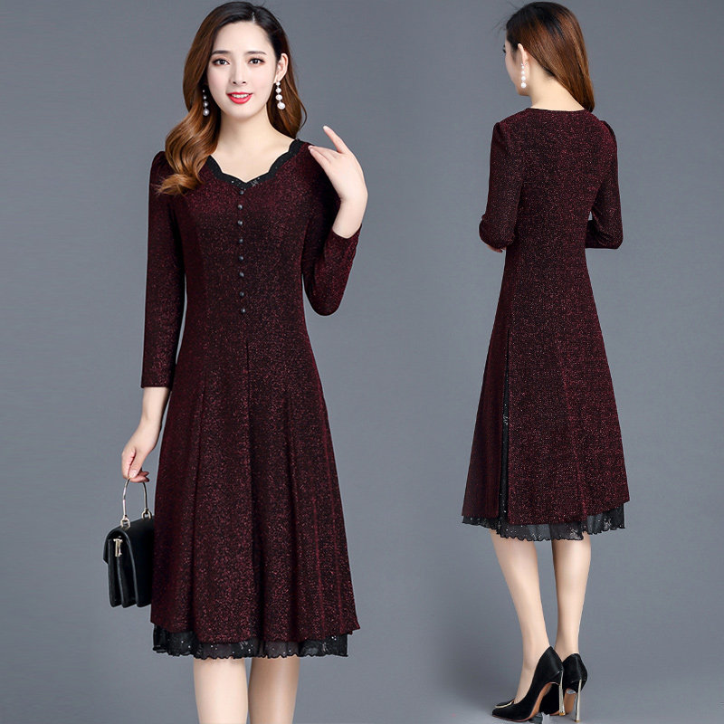 Long Sleeve Spring Autumn Ocean Dress Woman 2022 New Spring Dress Temperament in Long Edition High End Mom Conspicued Skinny Dresses