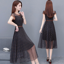 Fashion Splicing Short Sleeves Dress Woman 2022 Summer new collection waist display slim temperament reduction over knee crummy dress