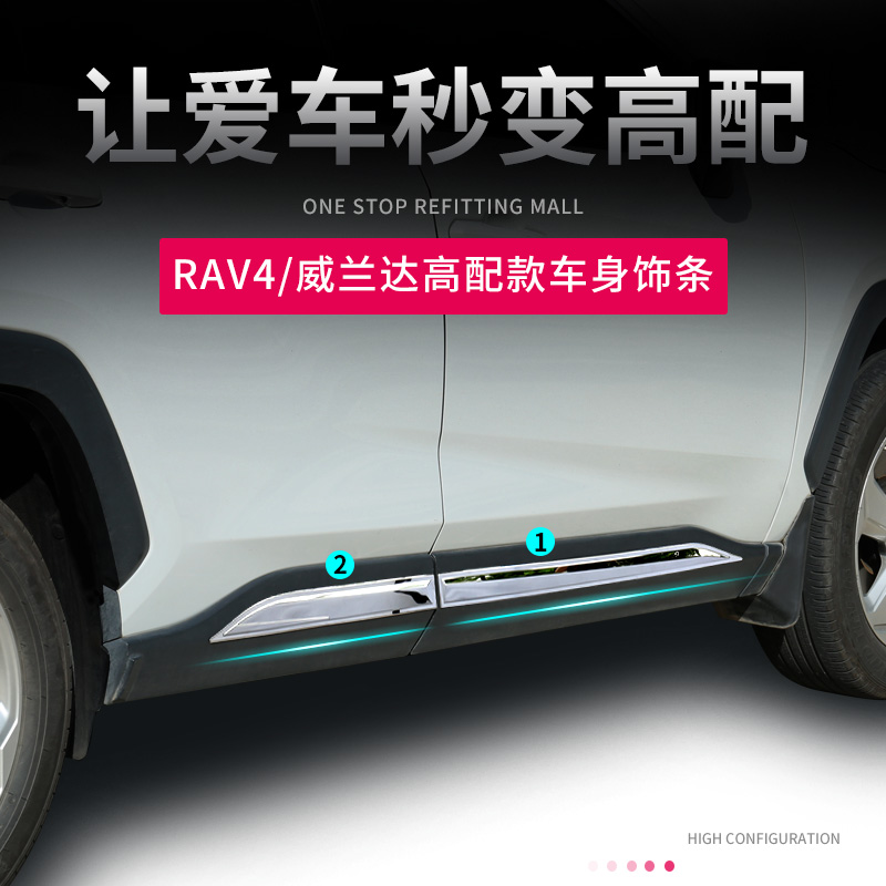 Dedicated to Toyota 2022 models RAV4 Rong-placed body modified to decorate strip Willanda Gate Border rubbing side skirt Anti-collision strips-Taobao