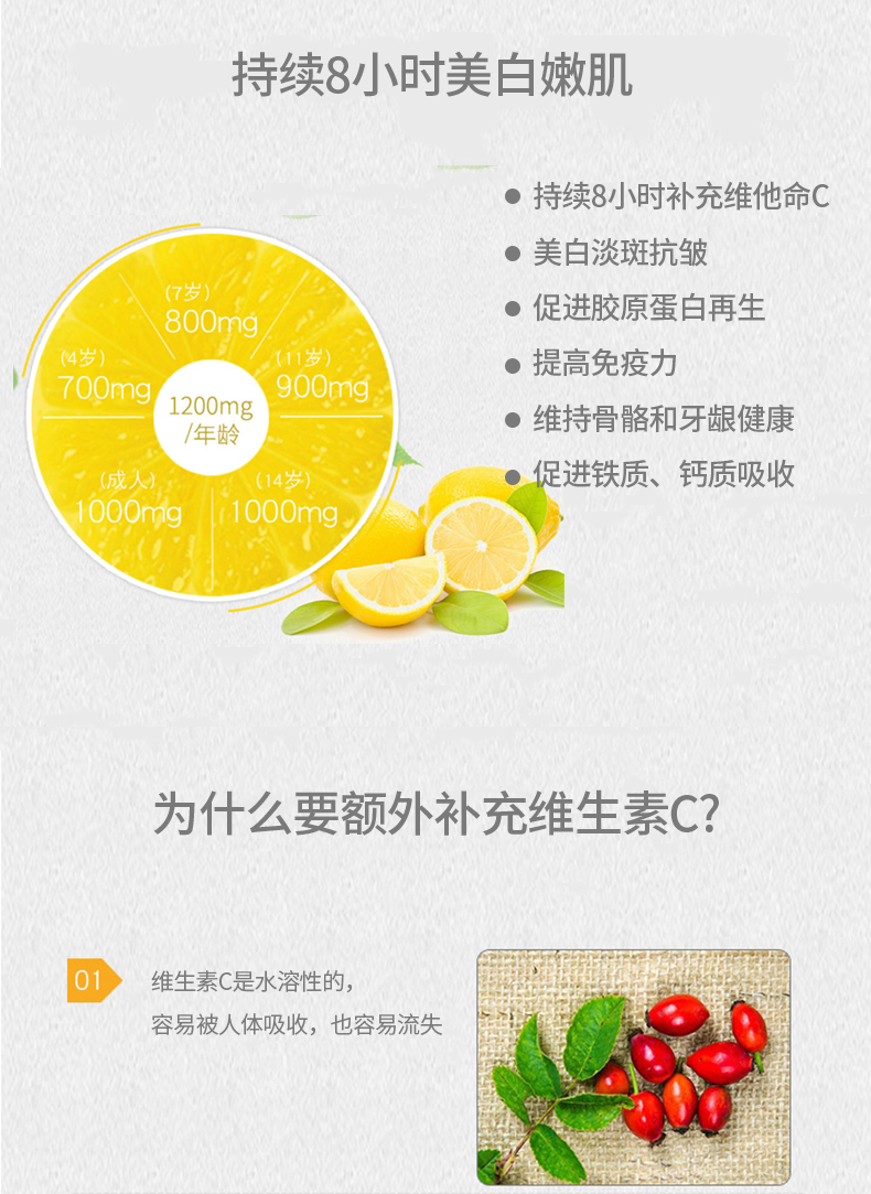加拿大进口 枫之宝 进口维生素C咀嚼片 60粒/瓶 图3