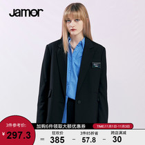 Jamor2021 autumn new black temperament fashion simple blazer womens casual high street long sleeve jacket