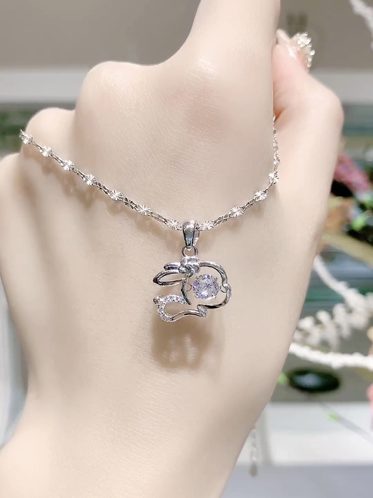 Sterling silver necklace female birth year twelve zodiac smart clavicle chain fashion super fairy temperament crystal pendant snowflake chain