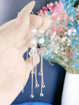 s925 Pure Silver Earrings Wire Earrings Woman 2021 Trend Fashion Long Fan Flow Suear Pendant Super Fairy Anti-Lose Ear Ornaments