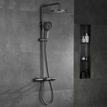 Original shower shower set black all-copper home bathroom constant temperature digital display rotatable lift booster shower