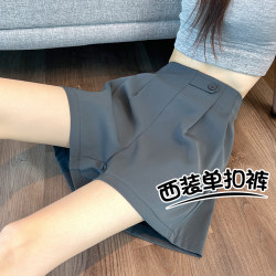 Women's Suit Shorts Summer 2025 New Popular High-Waisted A-Line Ice Silk Wide-Leg Pants Loose Casual Slimming Shorts