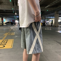 Denim shorts mens straight loose 2020 Summer thin five-point pants Tide brand trend ins Hong Kong style outside wearing Middle pants