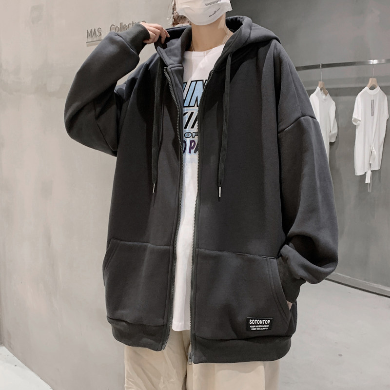 Spring sweater men's 2023 new hooded spring and autumn style zipper cardigan trendy brand oversize high street jacket American style