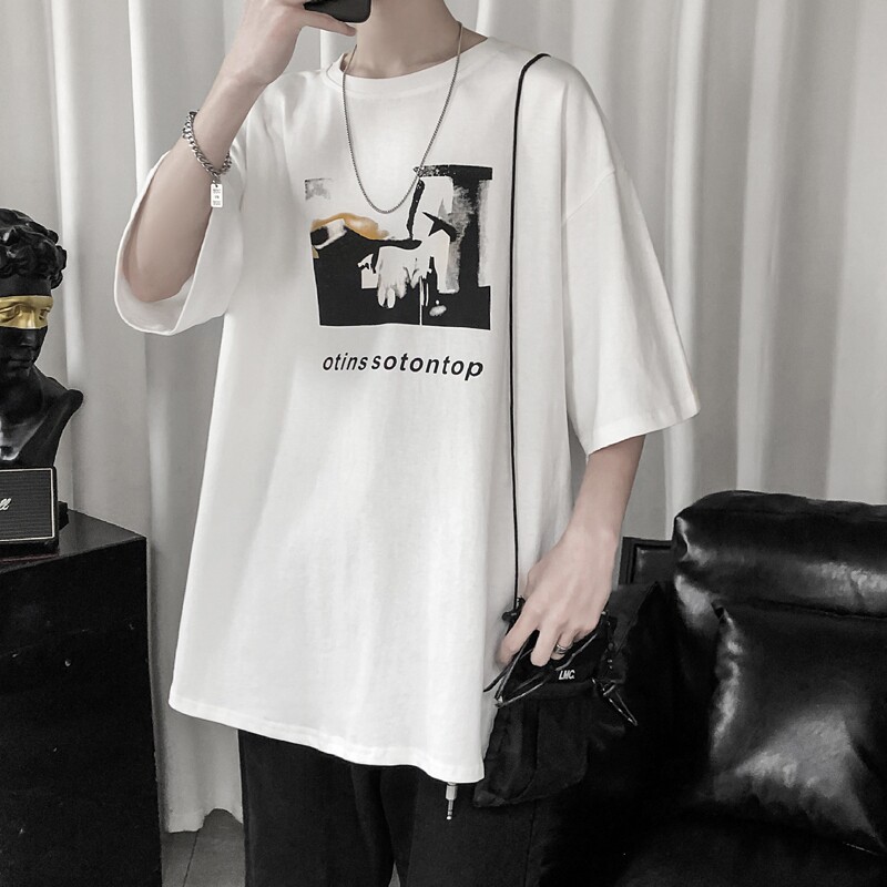 Super fire cec short sleeve men's trend Korean version of ins Hong Kong style T-shirt loose Joker Ruffian handsome Harajuku wind half sleeve tide card