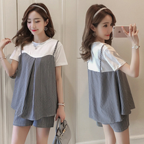 Pregnant womens summer shorts fashion summer Korean version of loose pregnancy stripes short bottoming pants summer thin tide