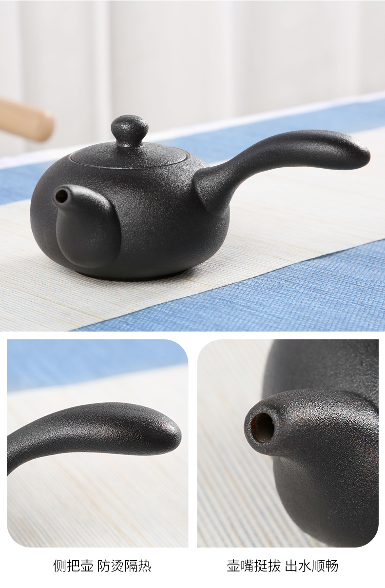 Sand embellish kung fu tea set of black suit household contracted ceramic Japanese is suing travel portable package small dry tea tray