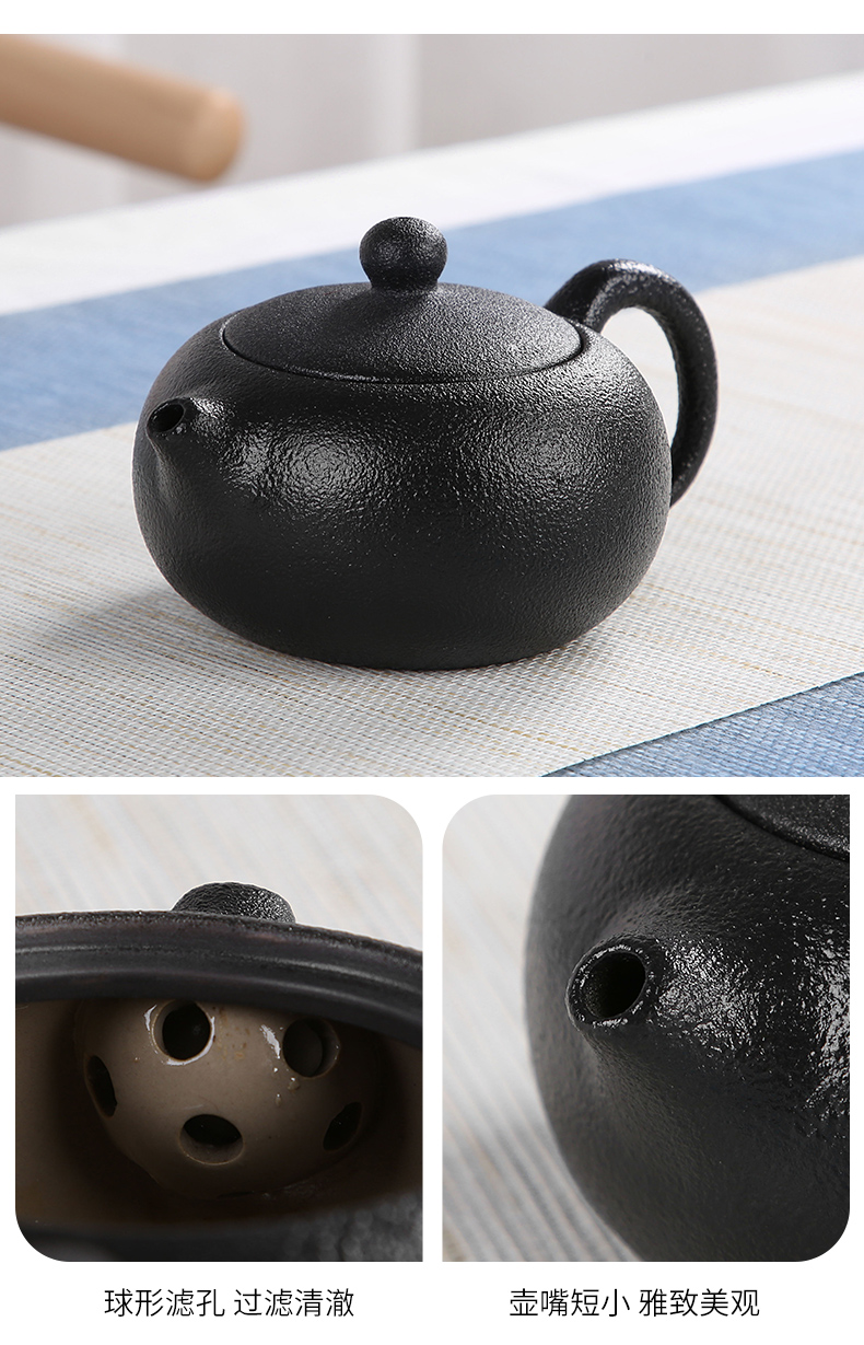 Sand embellish kung fu tea set of black suit household contracted ceramic Japanese is suing travel portable package small dry tea tray