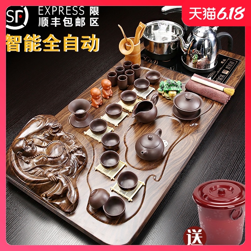 Automatic tea set of household solid wood tea tray was one a complete set of violet arenaceous kung fu tea tray tea sets tea sea