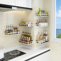 Huage304 stainless steel kitchen shelf Wall-mounted condiment seasoning free hole sauce vinegar oil salt storage shelf