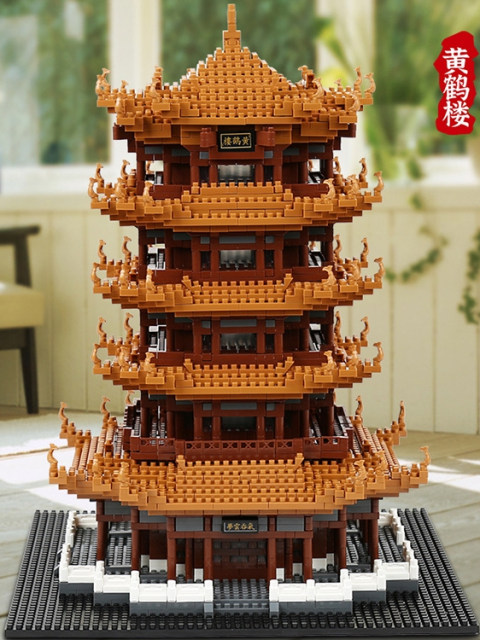 New Chinese style famous architectural model four famous buildings and castles difficult puzzle assembly building blocks toys gifts