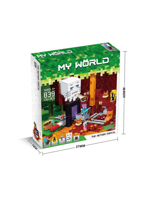 New Minecraft Series Dungeon Underworld Portal Next Boundaries Men's Puzzle Assembling Building Blocks Toy Gift