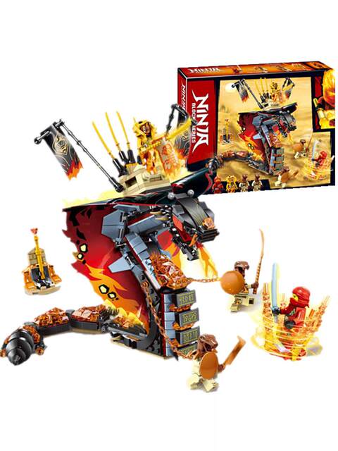 New Ninjago Series Flame Dragon Flame Giant Snake Mecha Boy's Educational Building Block Toy Gift