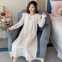 Nightdress women spring and autumn cotton long sleeves cute sweet pajamas women Summer Princess wind long loose 2021 New