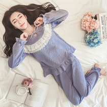 Air cotton pajamas female winter Korean sweet cute princess style can be worn outside thick warm set home clothes autumn