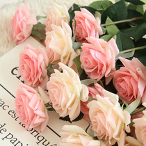 Simulation rose feel moisturizing single living room decoration floral decoration dining table setting flower fake bouquet desktop ornaments