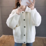 Демисезонный бархатный свитер, куртка, короткий трикотажный кардиган, искусственный мех, в корейском стиле