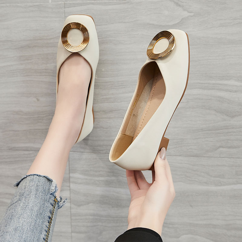 Tide Cards Genuine Leather Bag Shoes Women Shoes 2022 Spring Summer New 100 hitch heel low heel small Aroma Flat flat Grandmother Shoe