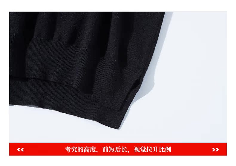 Nửa mực mùa thu mới cổ áo len cao cổ nam thêu màu đen cỡ lớn cổ tròn chạm đáy áo len retro áo thun nam