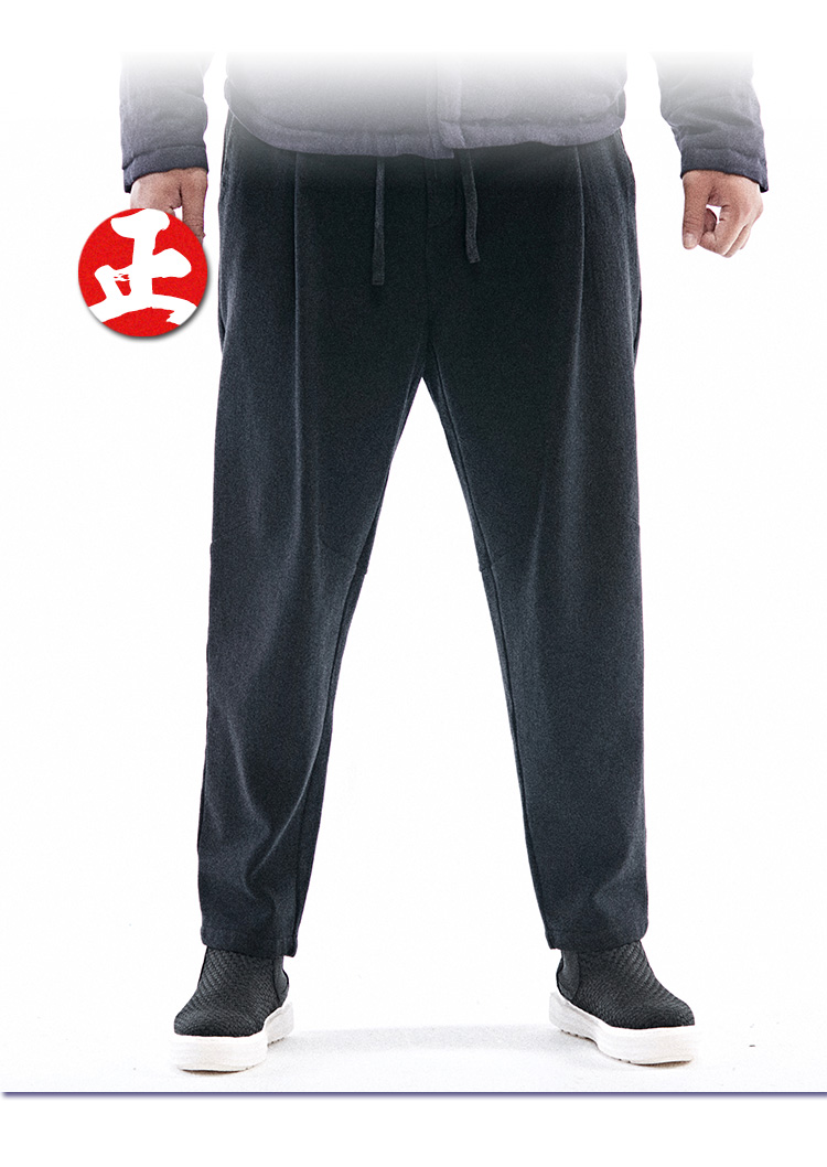 Mùa đông bán mực mới thêu retro cotton và quần lanh nam giản dị XL cộng với quần nhung dày chân quần jogger kaki