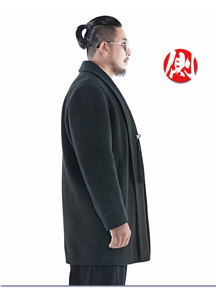 Một nửa mực kiểu Trung Quốc ve áo kích thước lớn áo len dài nam quá khổ chất béo Trung Quốc kiểu áo quần nam áo phao lông vũ