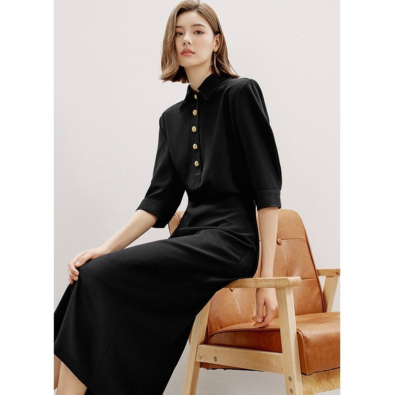 Langyuzi Retro Commuter Style 2025 Spring and Autumn New Elegant Little Black Dress with Unique Design and Distinctive Shirt Dress Langyuzi Retro Commuter Style 2025 Spring and Autumn New Elegant Little Black Dress with Unique Design and Distinctive Shirt Dress