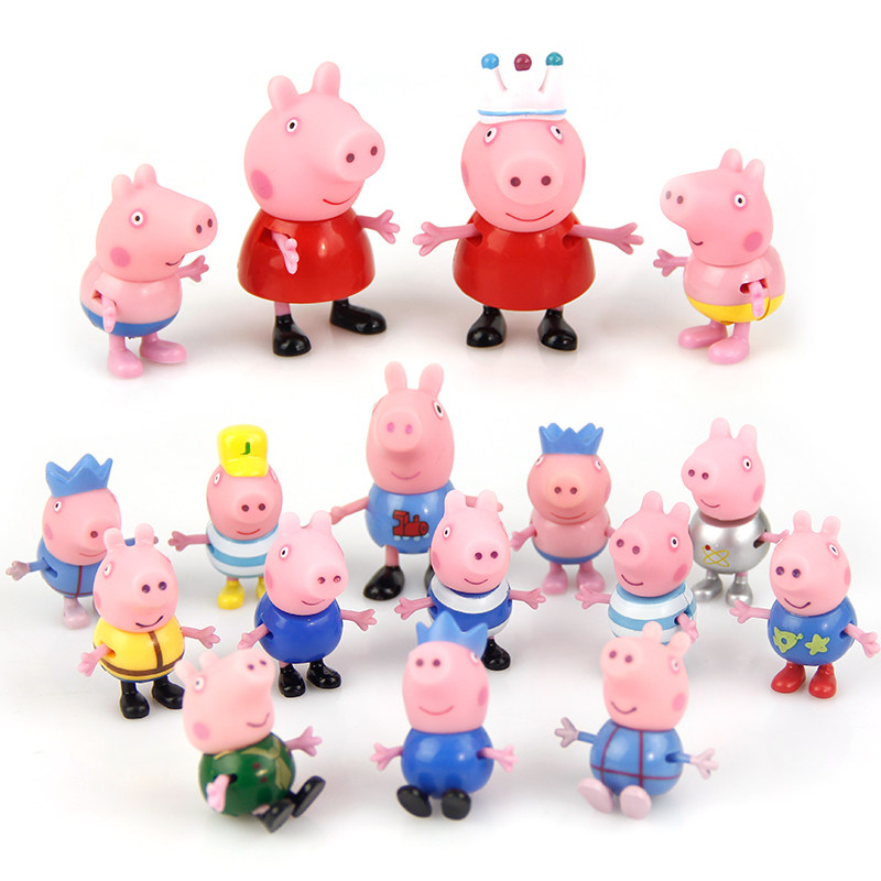 Peppa pig piggy Pecchipec paddie piggy piggy dad pig mom George doll dressed as a family wine girl toy
