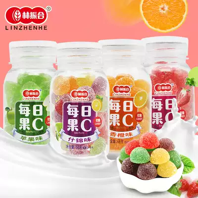 Lin Zhenhe daily fruit C Fudge 4 bottles multi-flavor office casual snacks juice gummy candy QQ candy
