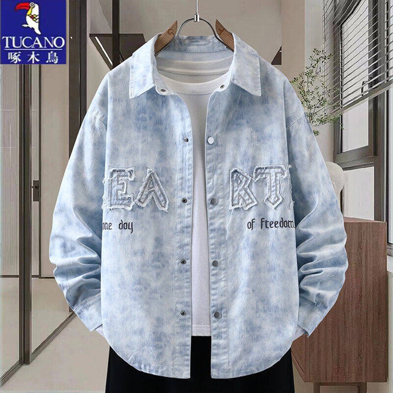 Woodpecker Tie-Dye Long-Sleeved Shirt Men's 2026 New Trendy Casual Thin Jacket Youth Spring & Fall Jacket