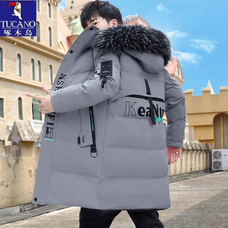 Пуховик средней длины Woodpecker, мужская зимняя теплая куртка, новинка 2025 года, модная брендовая толстая стеганая куртка с капюшоном