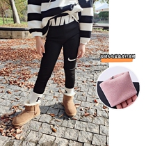 Children plus velvet leggings winter girls stretch high waist shark leather pants Korean version of the children's sports warm babby pants