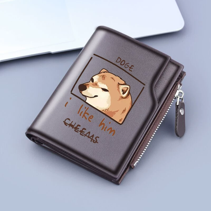 Печальная CHEEMS собака эмодзи сумка монетник мужской студенческий кошелек сжатый складной карман для трех складных карт держатель денег сумка