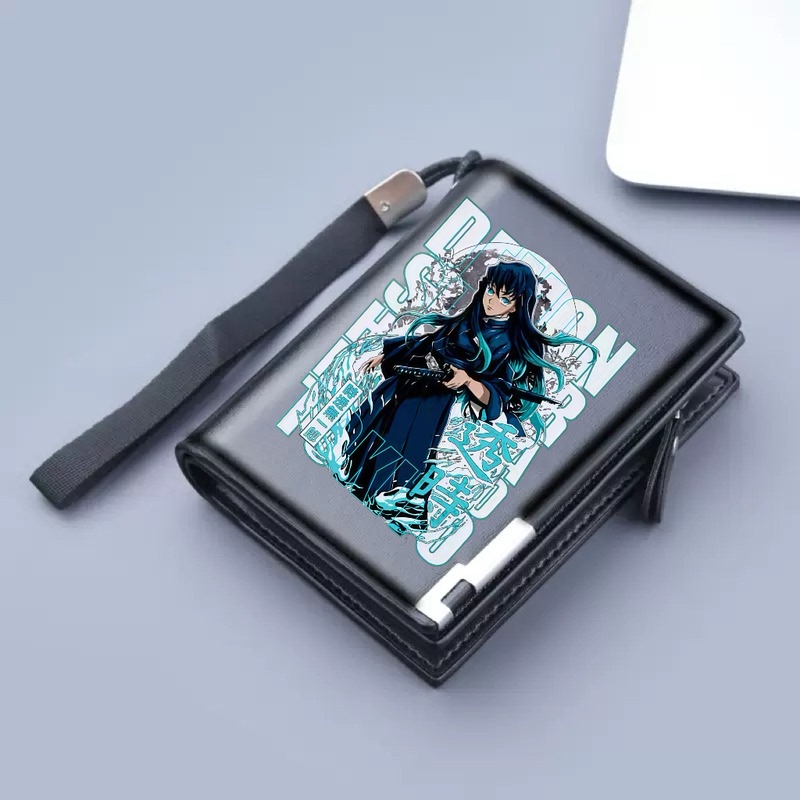 New Demon Slayer: Kimetsu No Yaiba Nichirin Sword Short Zipper Coin Purse Multifunctional Card Holder Foldable Unisex Wallet Portable