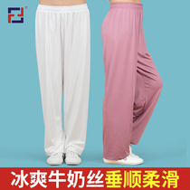 Milk silk Taiji pants women martial arts pants radish pants radish pants tai chi practice pants loose yoga pants blouse mens summer