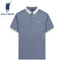 Polosport mens shirt short sleeve overlap coat summer gray blue striped tops high-end trend t-shirt