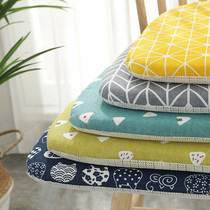 Japanese cotton and Hemp cushion Dining chair cushion Four seasons solid wood chair Nordic Horseshoe-shaped household breathable seat cushion Cotton and Hemp cushion