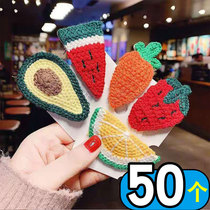 Net Red Cartoon Fruit Knit Hairpin South Korea Ins Wind Girl Wool Cord Knitted Hair Clip Edge Clip Little Fresher Hair Accessories