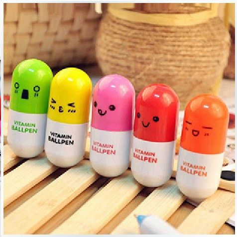 Sun Korea Creative Stationery Oil Pen Color Cute Pill Pen Cartoon Flex Ballpoint Pen Student Small Gift Wholesale