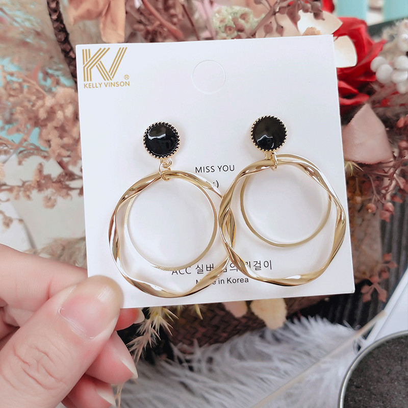 Large Circle Rings Rings Earrings 2022 New Exaggerated suitable for round face Earshot Woman Pure Silver Individuality 100 Hitch to Female Tide