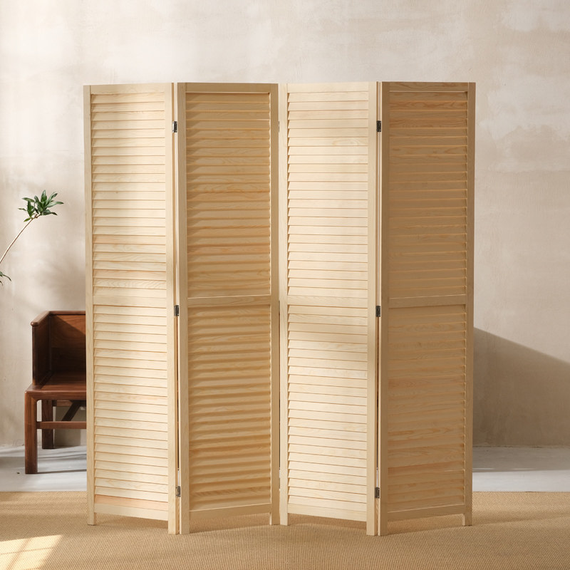 American screen folding mobile modern minimalist light and luxurious living room solid wood Grilles partition screen curtain Hyun Guan Wall Decoration