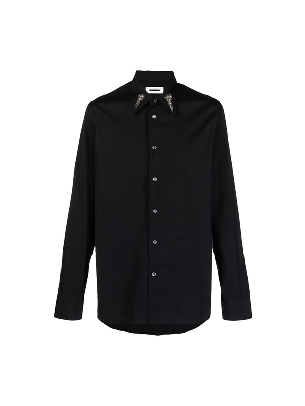 Rokkihu Heavy-Duty Mcqueen Hand-Studded Collar-Decorated Shirt Long-Sleeve Loose Men's Clothing
