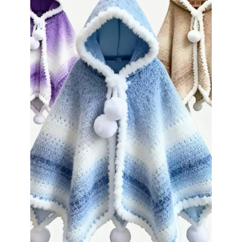 Seven-Star Cloak Handmade Crochet Knitting DIY Materials Include Tools, Gradient Yarn, Seven-Star Blanket, Children's and Adult Shawl