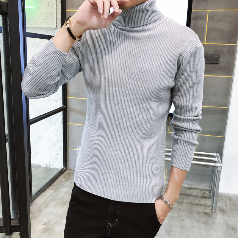 Áo len cổ cao nam Slim Hàn Quốc dày thanh niên nam áo len áo len học sinh màu đen áo len mùa đông áo khoác nam đẹp