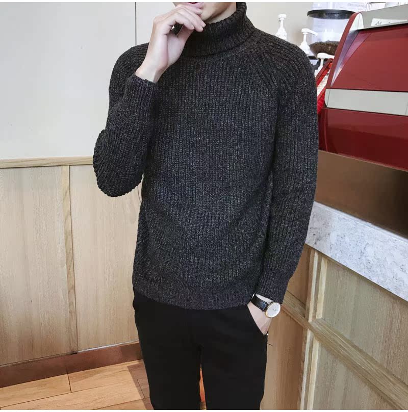 Áo len nam dày mùa đông xu hướng mới áo len cao cổ nam phiên bản Hàn Quốc của áo len trẻ trung áo len rộng áo len trung niên