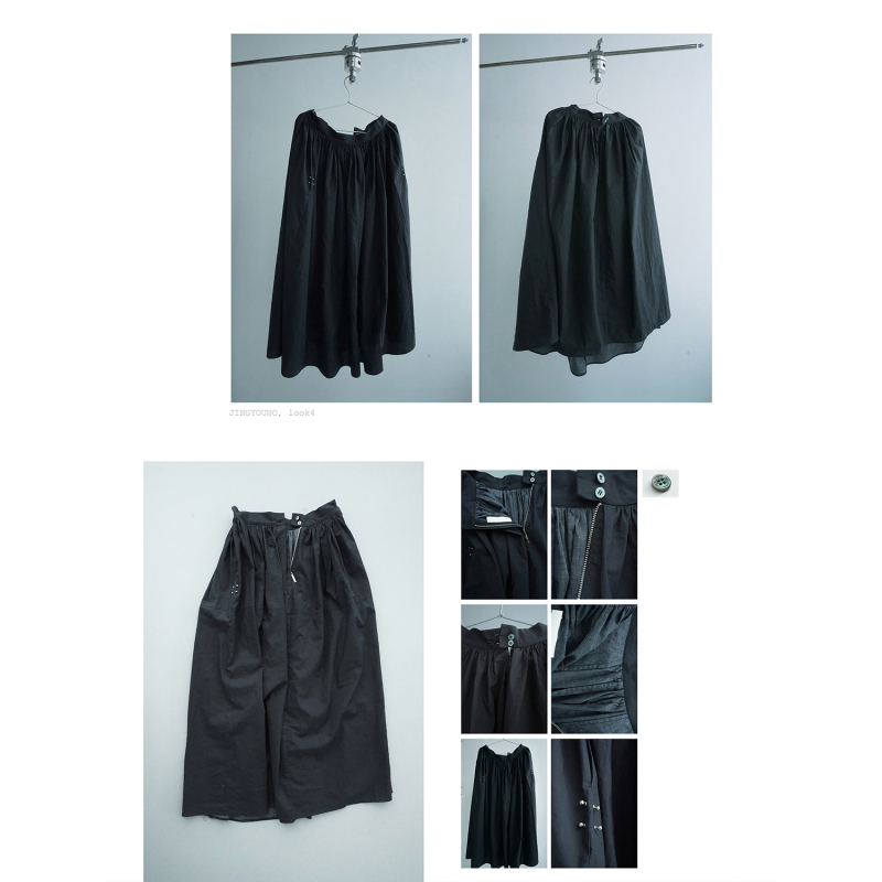 Mimichi 2024Ss Spring/Summer Patchwork Design Black Midi Skirt Long Skirt