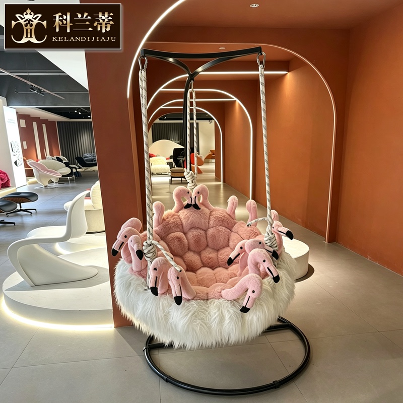 Designer Flamingo Hanging Chair, Popular Indoor Adult Swing, Home Leisure Living Room Single Chair, Lazy Rocking Chair
